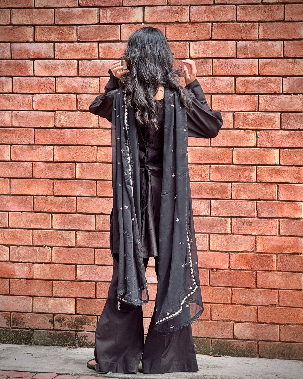 Black bird  3pc Soild dress