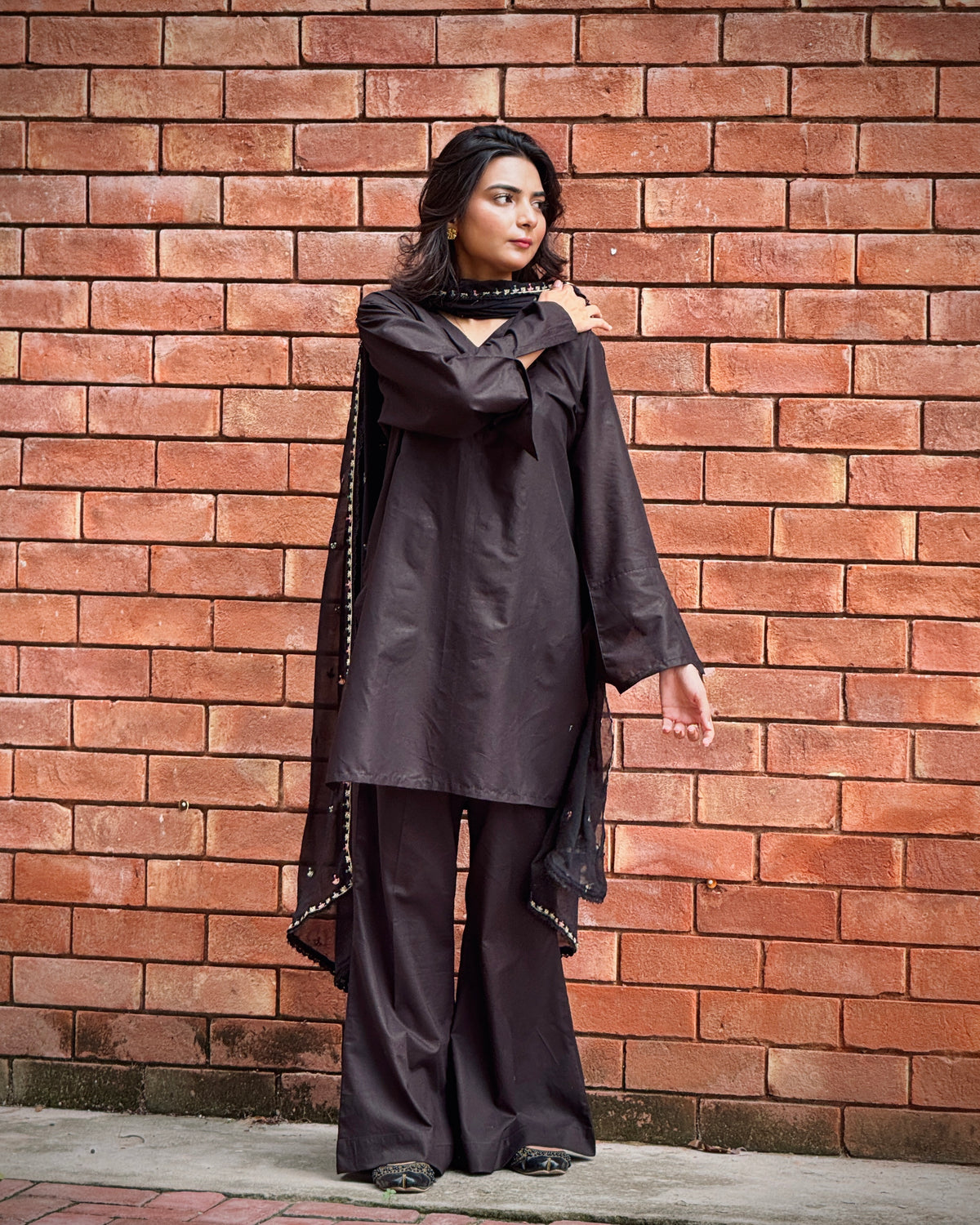 Black bird  3pc Soild dress
