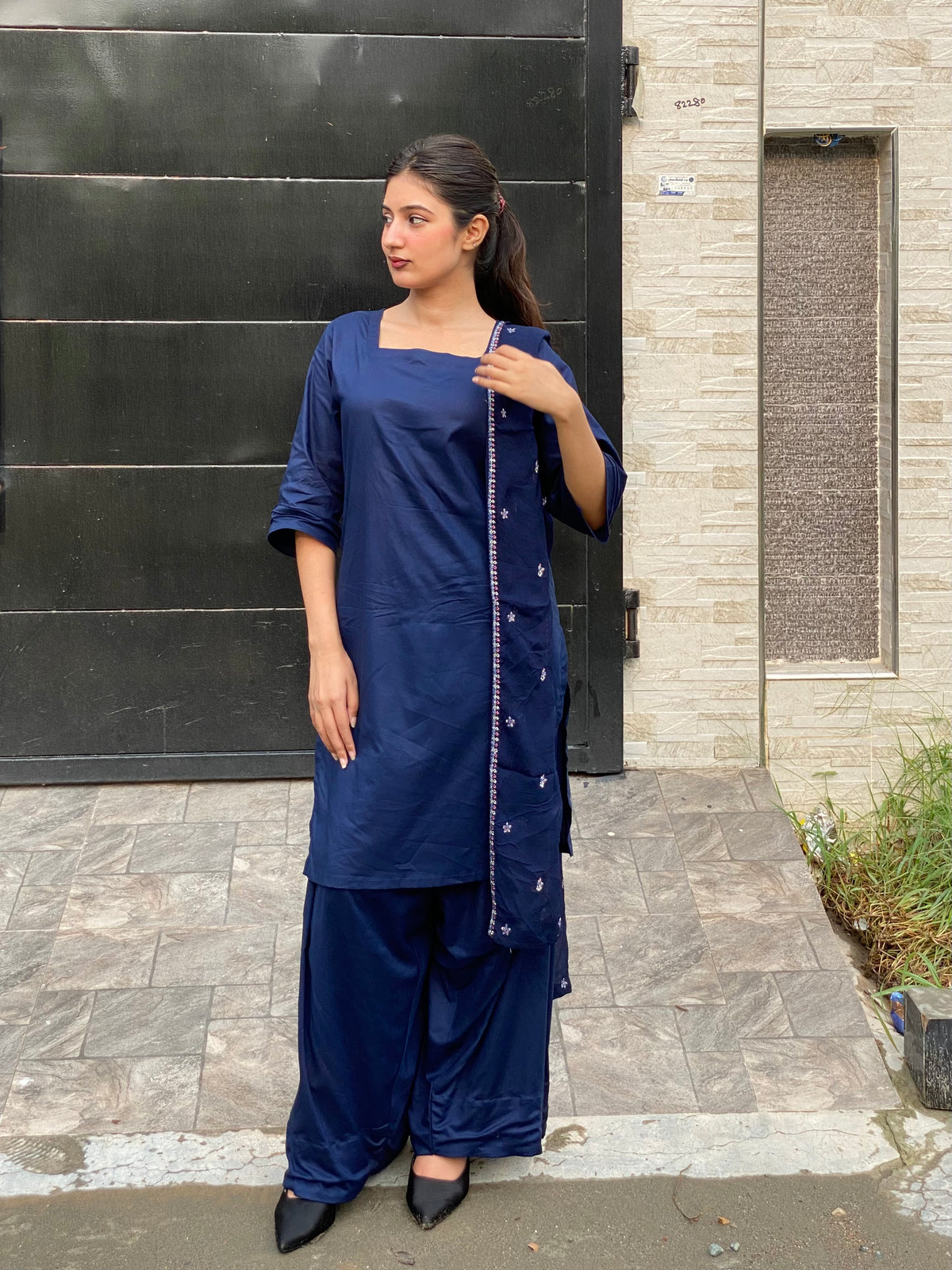 Blue raya 3pc Soild dress