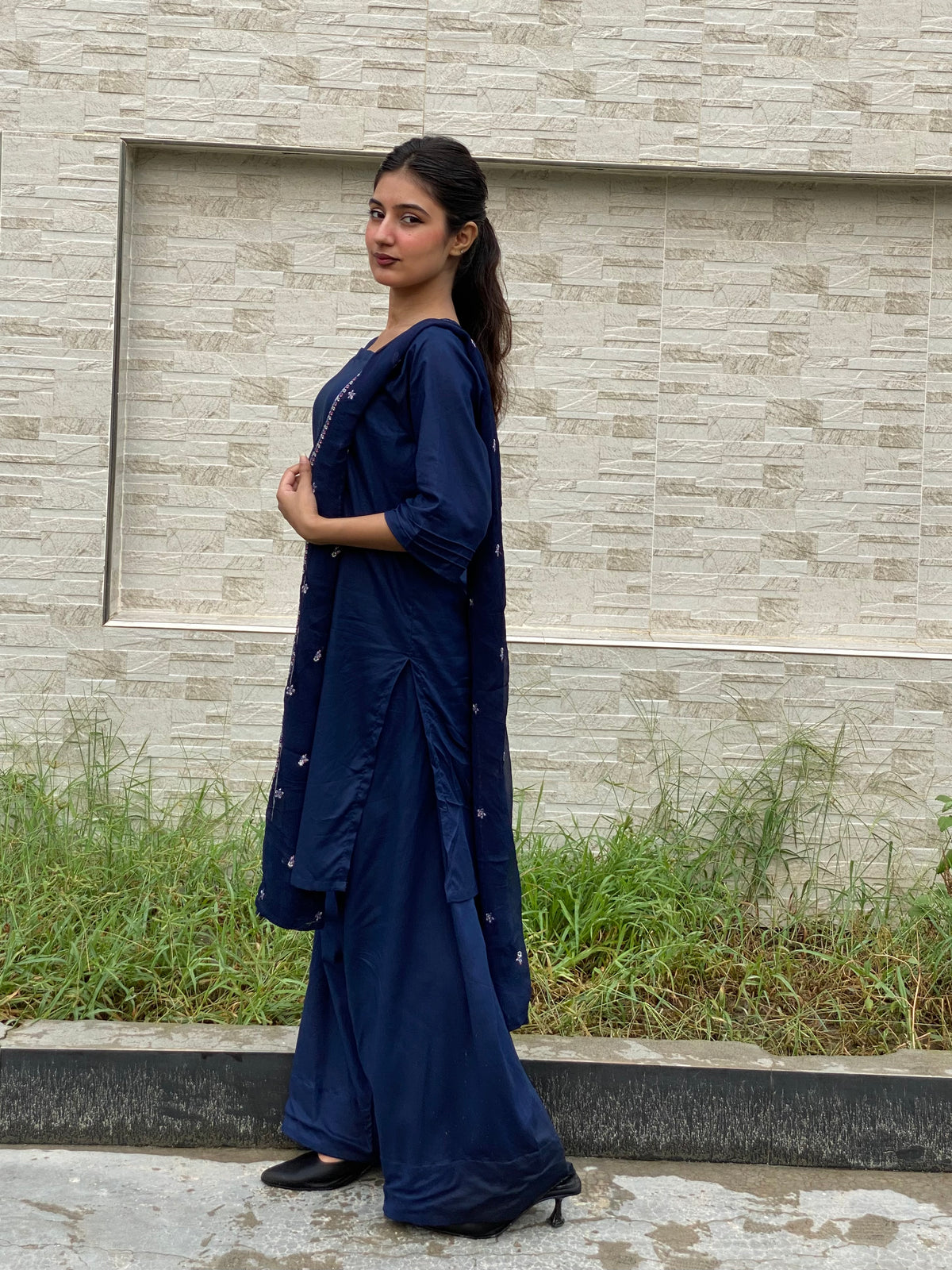 Blue raya 3pc Soild dress