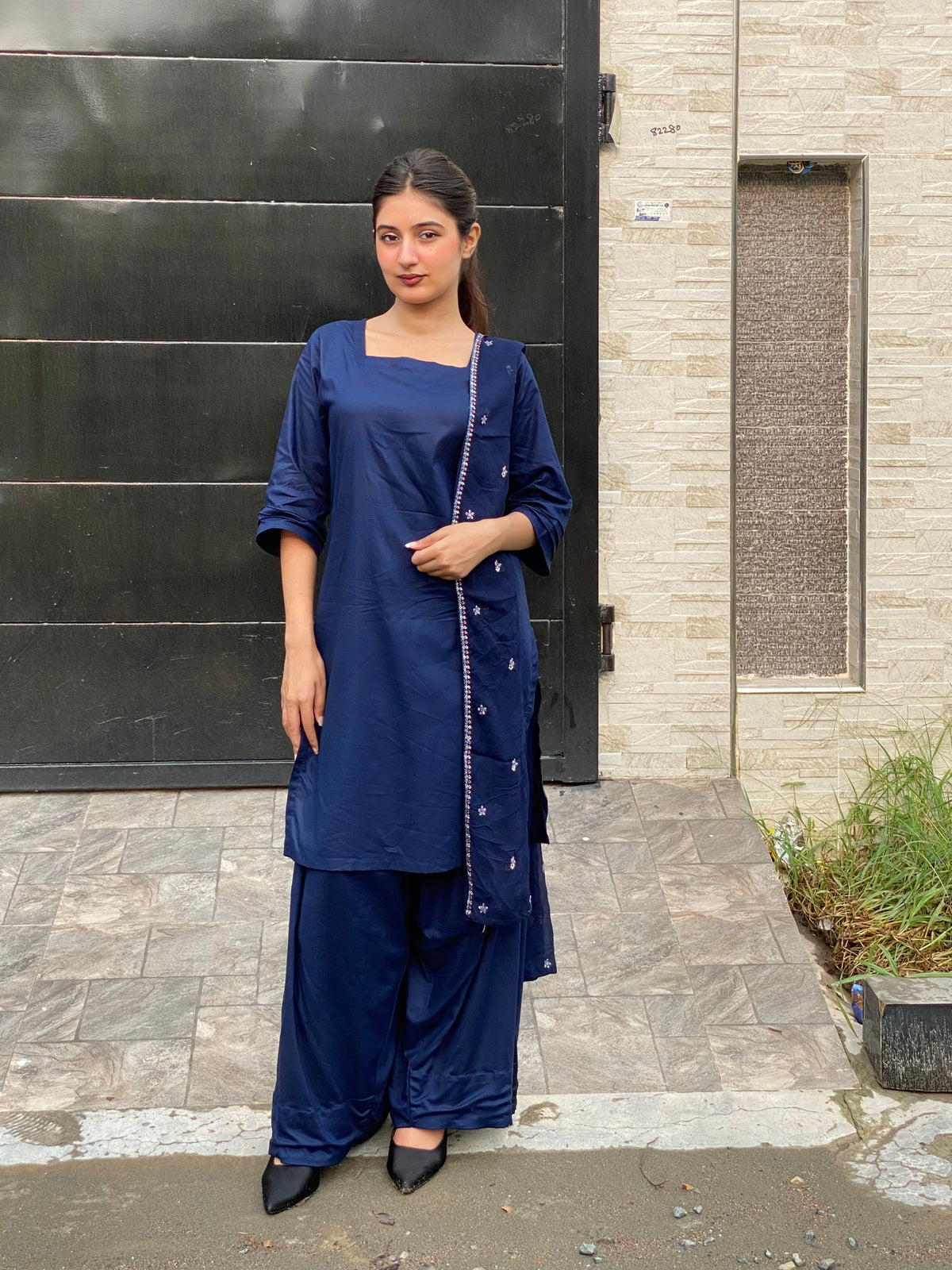 Blue raya 3pc Soild dress