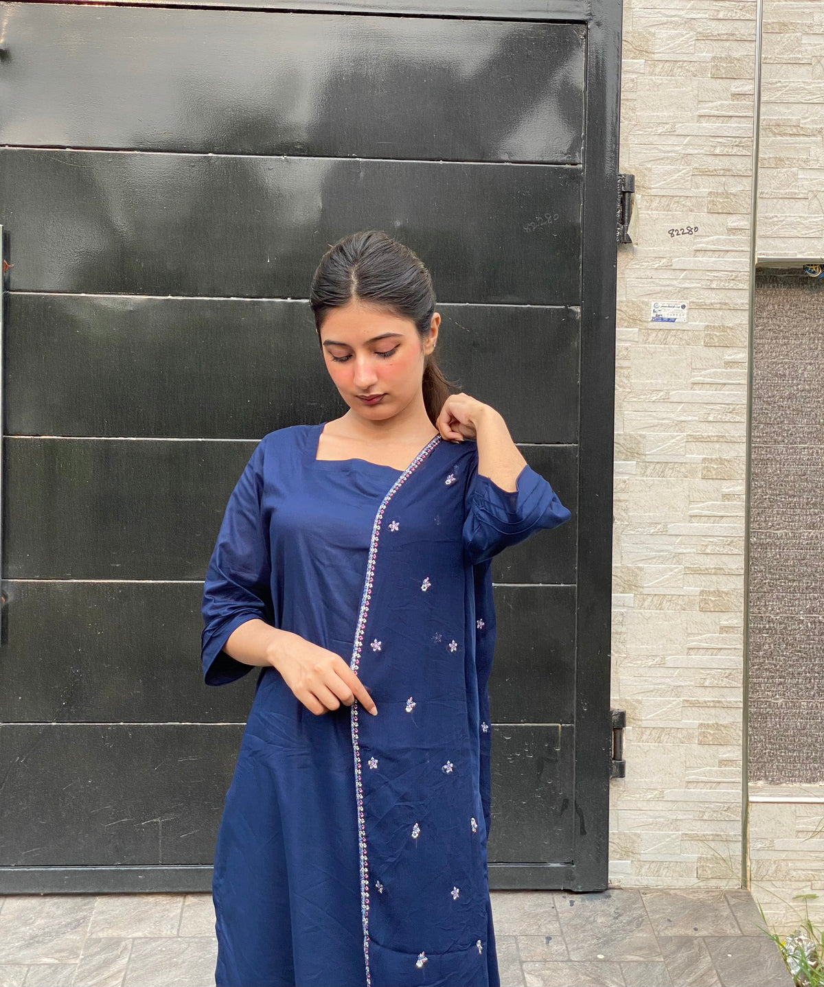 Blue raya 3pc Soild dress