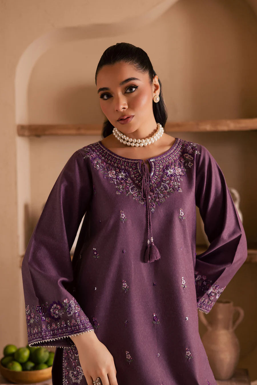 Meenah 2Pc - Embroidered khaddar Dress