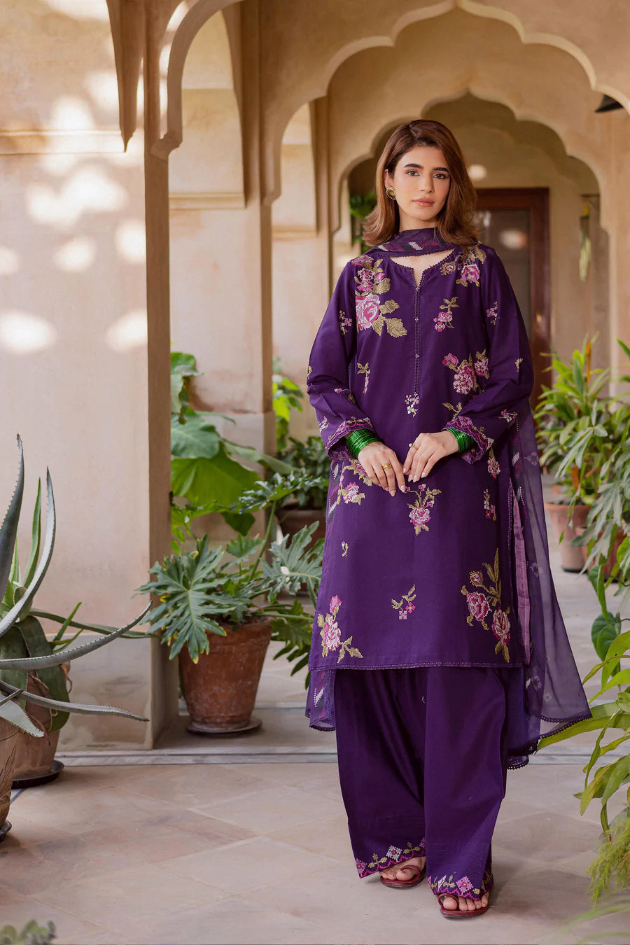 Nate Stitch 3Pc - Embroidered khaddar Dress