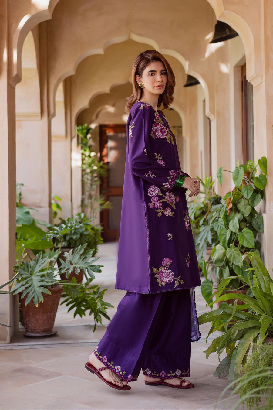 Nate Stitch 3Pc - Embroidered khaddar Dress