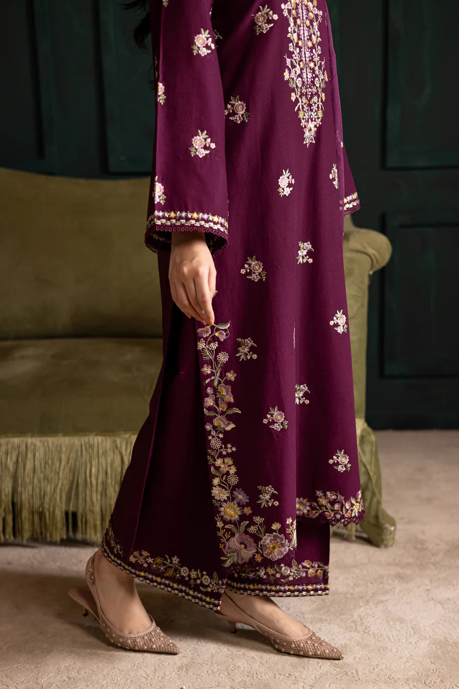 Prune 3Pc - Embroidered Lawn Dress