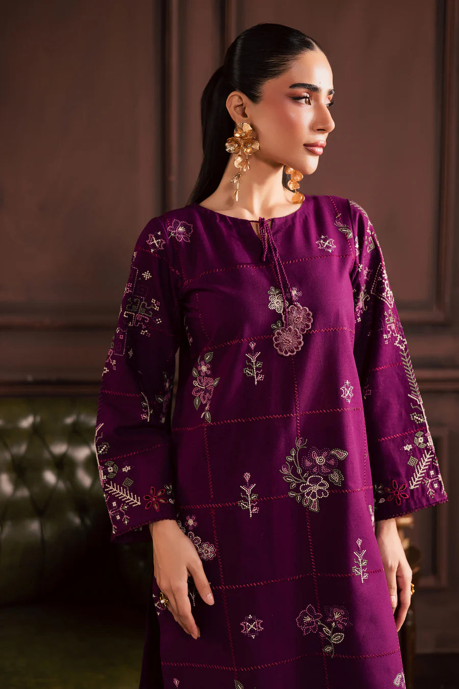 Purple Enid 2Pc - Embroidered Lawn Dress