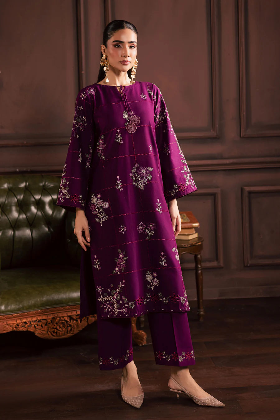 Purple Enid 2Pc - Embroidered Lawn Dress