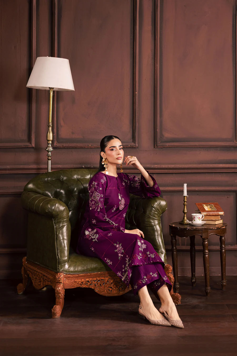 Purple Enid 2Pc - Embroidered Lawn Dress