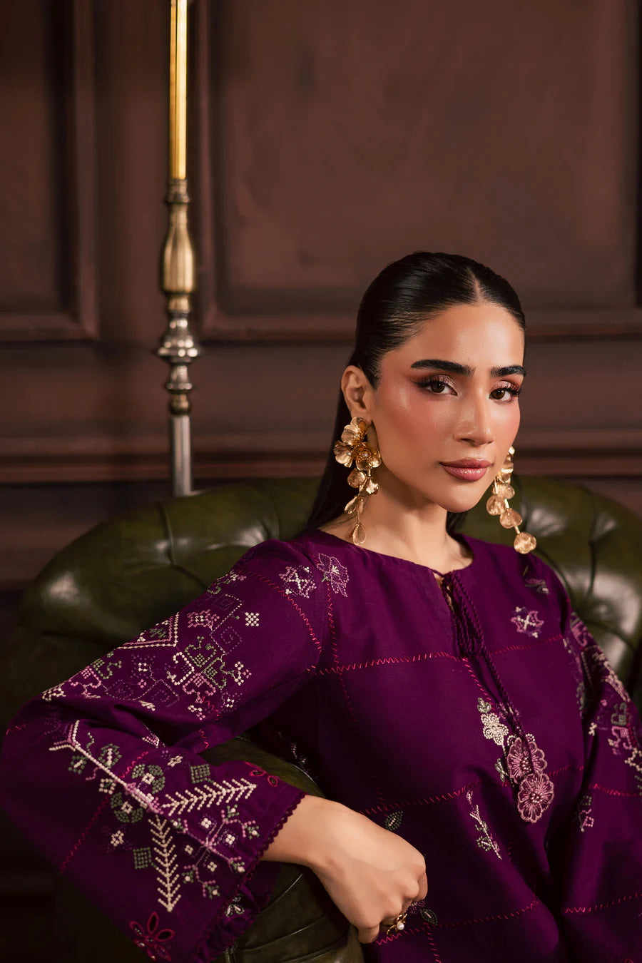 Purple Enid 2Pc - Embroidered Lawn Dress